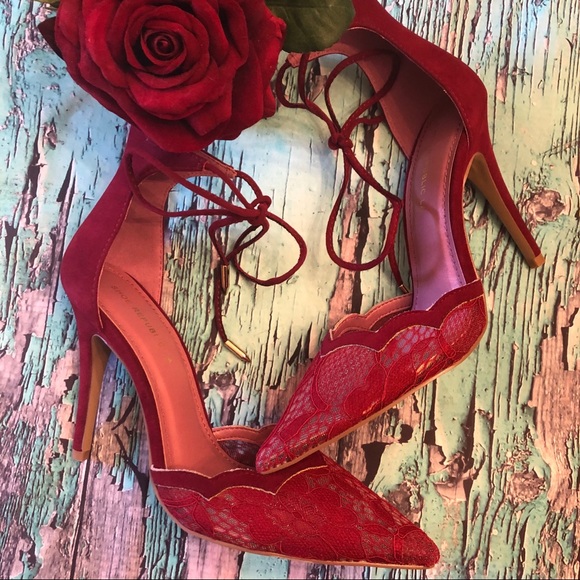 Shoe Republic LA Shoes - NEW! Beautiful!Red Lace Heels